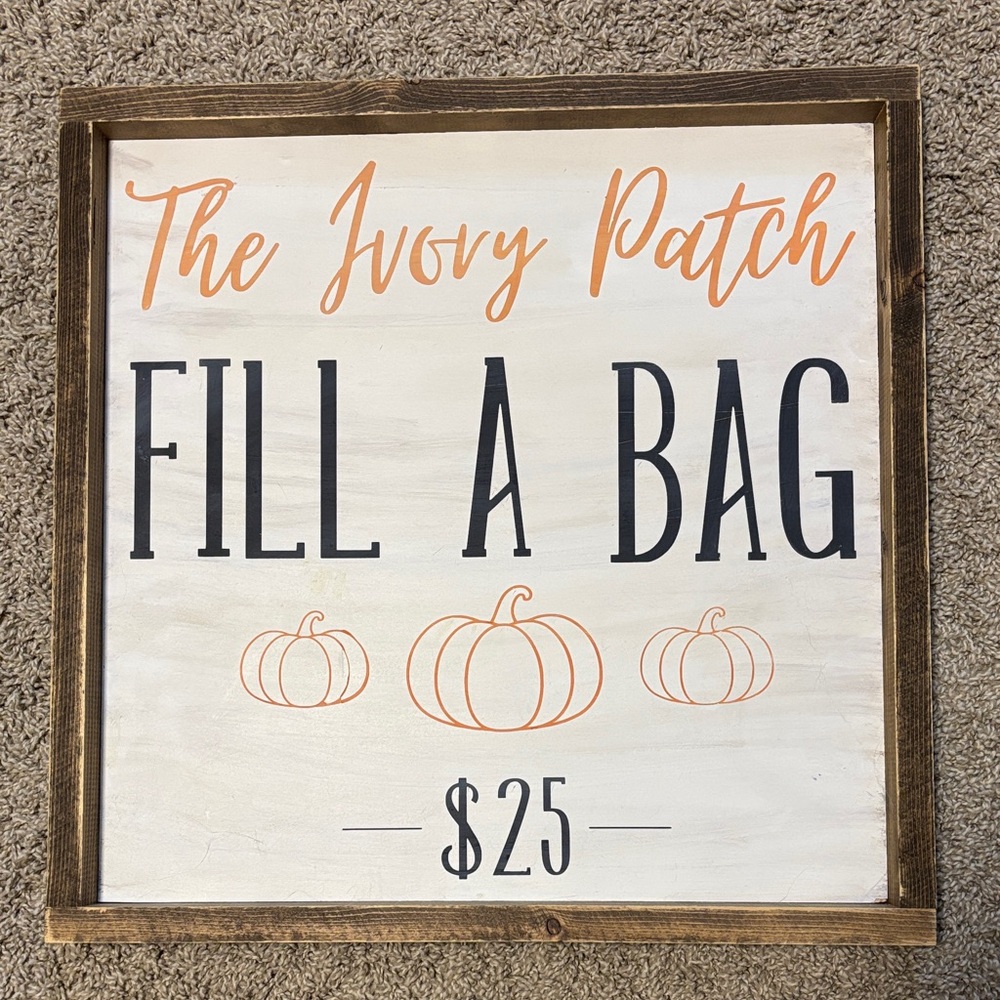 Pumpkin patch custom wood sign 18” X 18”